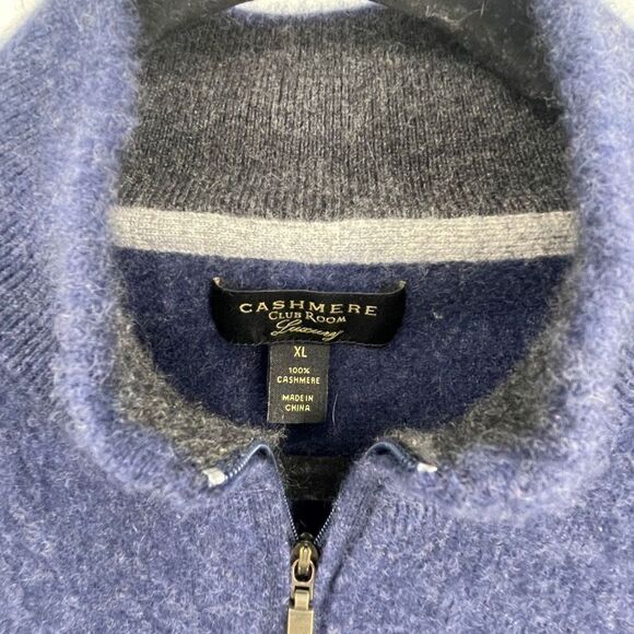 Club Room Luxury Cashmere Blue Quarter Zip Pullover Sweater XL - Picture 2 of 6